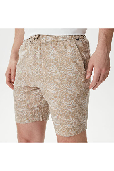 Nautica Erkek Bej Keten Bermuda