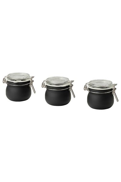 IKEA Glass Jar - Korken with Lid, Black, 13 Cl, 3 Units, 50579890