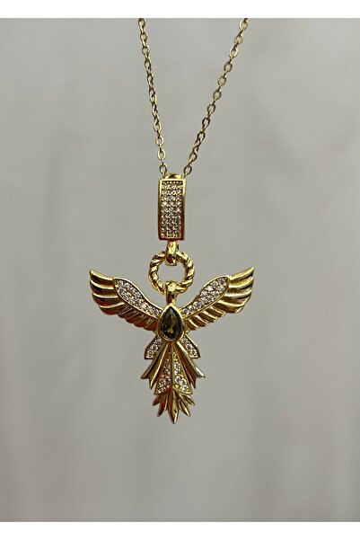 SİMAY قلادة طائر الفولاذ الذهبي