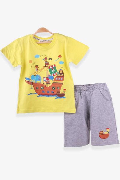 Breeze Boy's Shorts Set Pirate Animals Printed 1-4 Years, Yellow