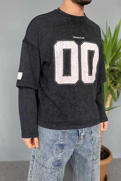 Alışveriş Sokağı Oversize Baskılı Old School Sweatshirt