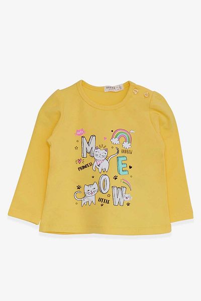 Breeze Baby Girl Long Sleeve T-Shirt Kitten Printed 9 Months-3 Years, Yellow