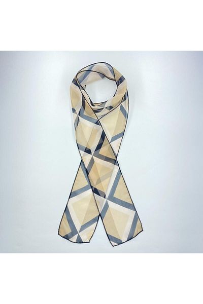 Tedz Collection PAREDORA Geometric Patterned Brown Cream Hippie Scarf