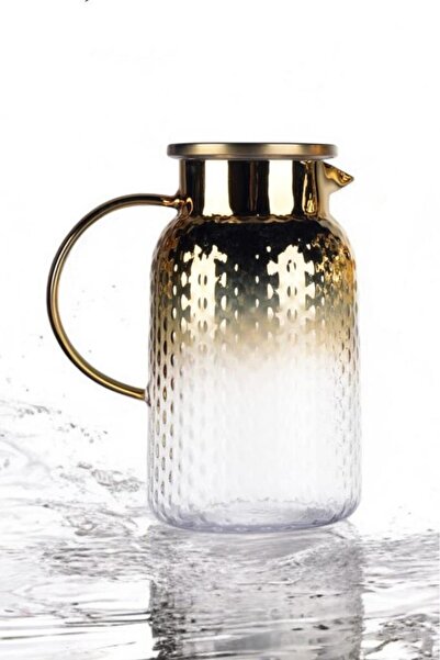 Tiesa Home Borosilikat 1400 ML Yaldızlı Kapaklı Sürahi Karaf Napoli