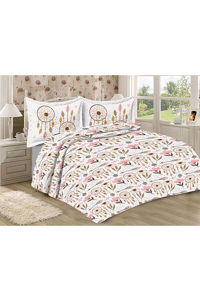 Doruklar Home Collection Modern Patterned Premium Quality Quilted Cotton Filled Velvet Bedspread Set