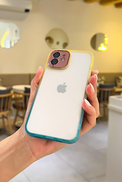 mooodcase İphone 12 Uyumlu Kamera Lens Korumalı Gradient Silikon Kenar Şeffaf Telefon Kılıfı Mchzr