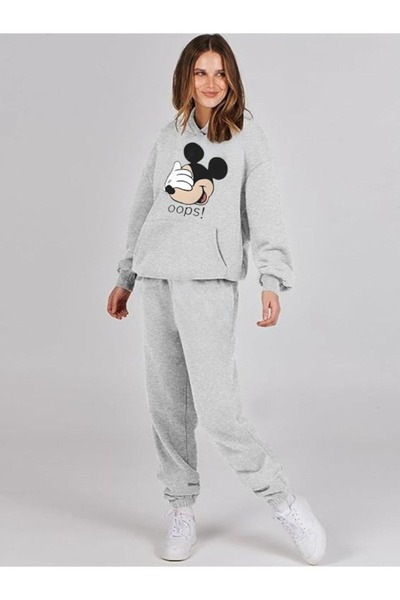 Marco Fresco Micky Printed Sweatshirt Oversized Bottom Top Tracksuit Set