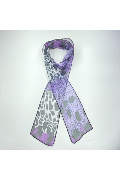 Tedz Collection PAREDORA Leopard Patterned Purple Cream Hippie Scarf