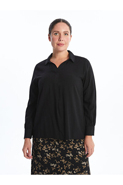 LC Waikiki Black Shirt Collar Women's Blouse