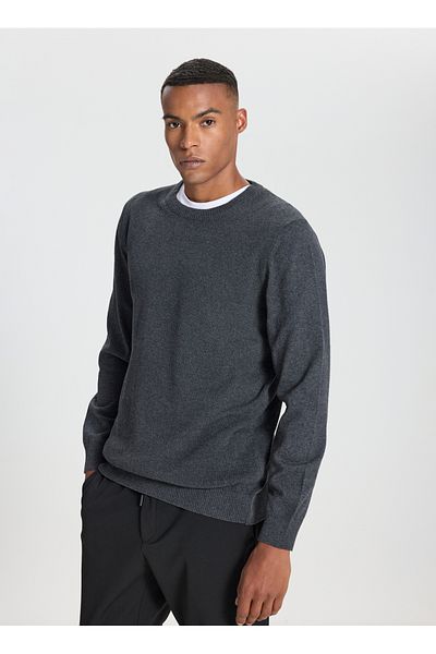ALTINYILDIZ CLASSICS Altinyildiz Classics Crew-Neck Standard Anthracite Melange Men's Pullover ACE49252510286_TRIKO BIKE