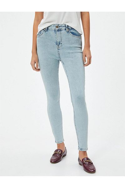 Koton 4sal40102md Lgt Light Indigo Women's Denim Trousers