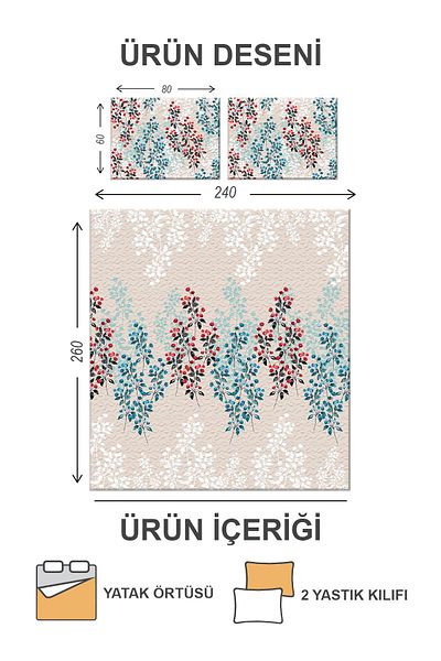 Doruklar Home Collection Modern Patterned Velvet Fabric - Double Quilted Bedding Set