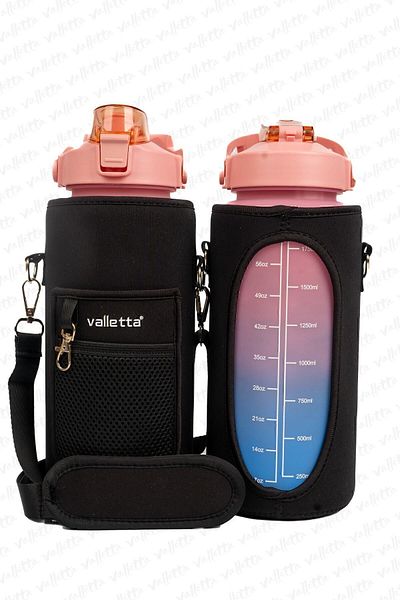 valletta Eldorado 3-Piece Set with Bag BPA Free Motivational Water Bottle Pink Water Bottle, Water Bottle