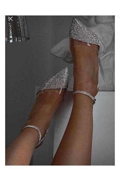 Giydim Gidiyor Merilla Crystal Stone Stiletto Silver