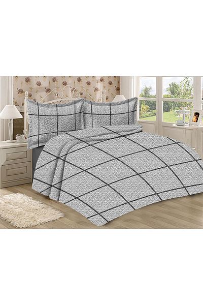 Doruklar Home Collection Modern Patterned Velvet Fabric - Double Quilted Bedding Set