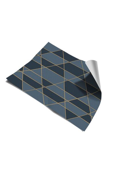 Bigaimaj Кухонна стільниця з самоклеючою фольгою з геометричним візерунком, синього кольору, 60 см x 100 см