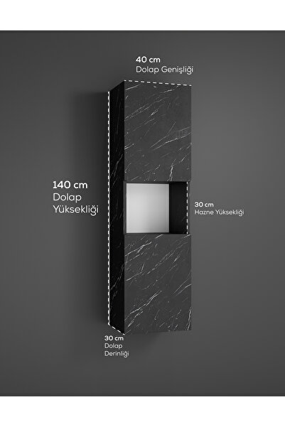 rafineritasarım LİSA Banyo Dolabı Duvara Monte Raflı MDF