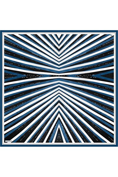 Armine وشاح حريري تيفيل منقوش باللون الأسود والأزرق 8943 - 53