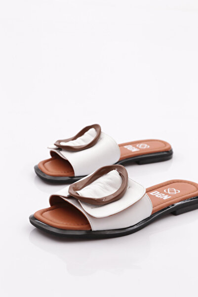 DGN Дамски пантофи от естествена кожа, бели 1121523992