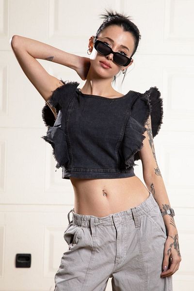 Kutaf Σκούρο γκρι αμάνικο μπουστάκι Jean Bustier