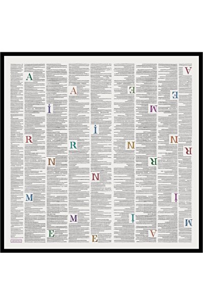 Armine Eșarfă de mătase Sura cu model de ziar alb 8942 - 09