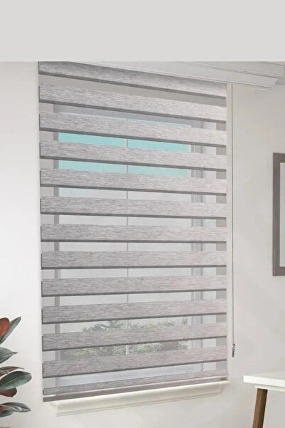 Özel Jaluzi Gri Bambu Kumaş Zebra Stor Perde Etek Dilimsiz 1. Kalite