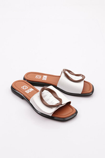 DGN Дамски пантофи от естествена кожа, бели 1121523992