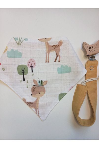 sbbaby Muslin Baby Bib Pacifier Holder with Wooden Clip