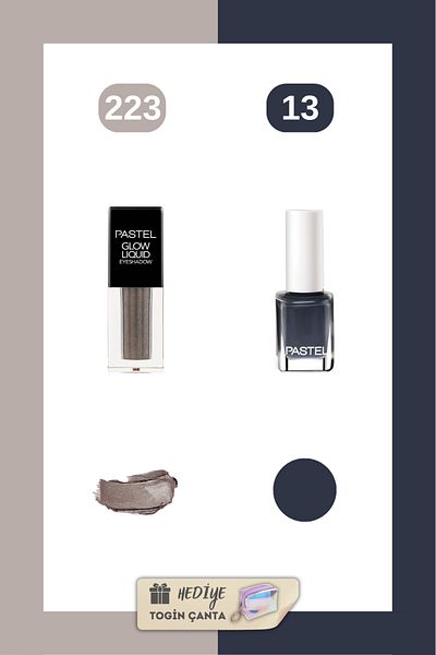 Pastel Glow Liquid Eyeshadow 223 + Nail Polish 13 + Togin Bag - Mix Set
