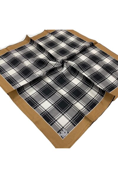 Levidor Eșarfă din mătase Tivil cu model alb-negru 0006