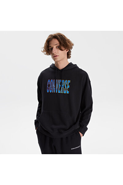 Converse Мъжки черен суичър с качулка от френски тери Ocean Fill