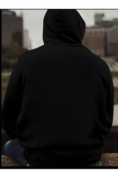 NO 601 Ανδρικό φούτερ με στάμπα σε μαύρο όρθιο Losangeles
