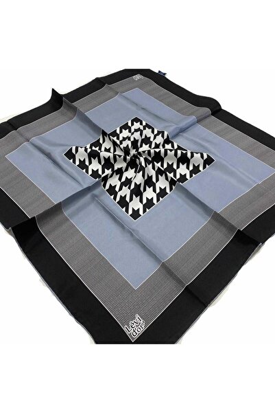 Levidor Gri Desenli Tivil İpek Eşarp 21220