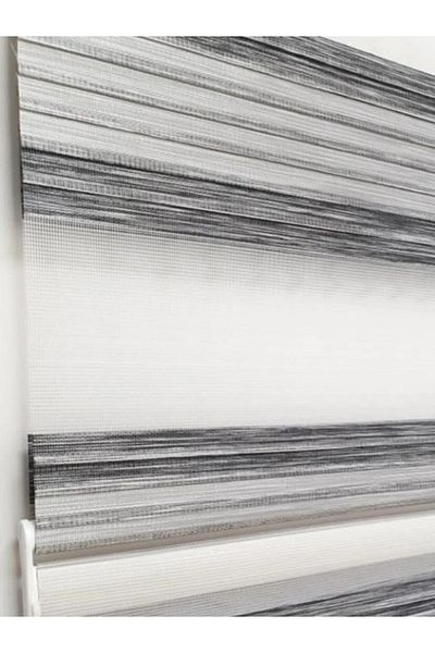Özel Jaluzi Bamboo Wide Pleated Color Gradient Bamboo-Gray Zebra Rz-66005