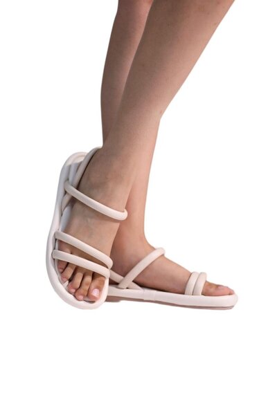 Liger Orthopedic Women's Sandals Double Strap Anatomical Comfortable Puff Sole Beige
