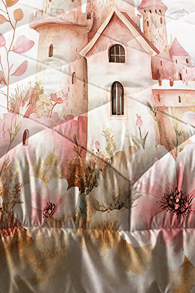 Else Dekor Рожева принцеса з замком, односпальне ковдра з капітоне для дівчинки з наволочкою