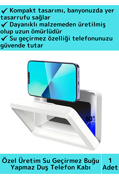 Wintoup Premium Uzun Ömürlü Duvara Monte Pratik Su Geçirmez Buğu Yapmaz Duş M...