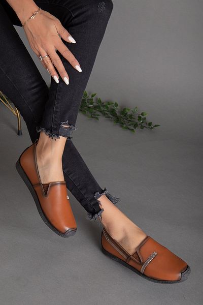 Dilimler Ayakkabı Skin Closed Face Tan Women's Casual Shoes