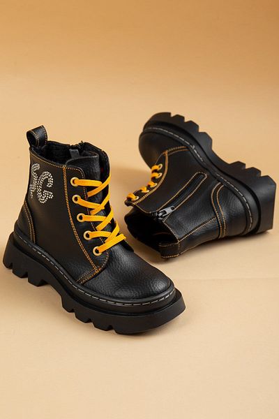 Dilimler Ayakkabı Şiringenç Orthopedic Bound Zippered Leather Yellow Girl's Boots