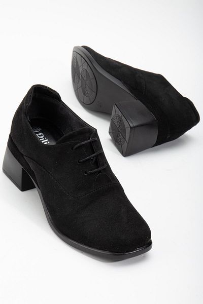 Dilimler Ayakkabı Black Suede - Lace-Up Ready-Sole Women's Casual Shoes