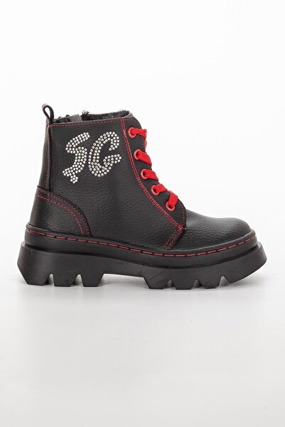 Dilimler Ayakkabı Şiringenç Orthopedic Bound Zippered Leather Red Girl's Boots