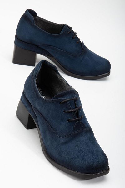 Dilimler Ayakkabı Navy Blue Suede Women's Casual Shoes - Ready Sole and Tied Design