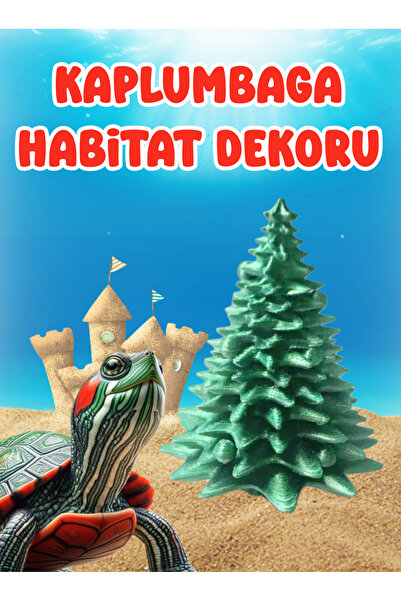 Akvaryum Kaplumbağa için Yılbşı Ağacı Habitat Dekoru / Habitat Süsü / Küçük A...