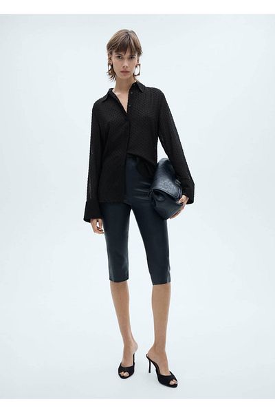 MANGO Woman Plumette Shirt with Hidden Button