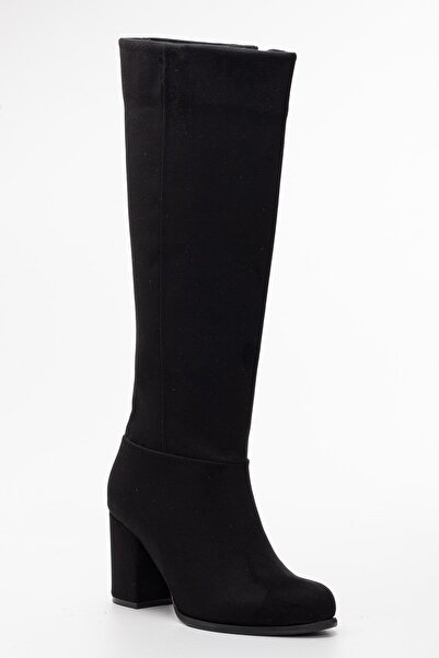 Dilimler Ayakkabı Γυναικείες μπότες με τακούνι Suede Μαύρο Μικρό Μεγάλο Μέγεθος