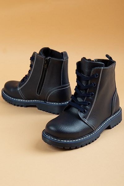Dilimler Ayakkabı Siringench Orthopedic Zippered Skin Navy Blue Boy's Boots