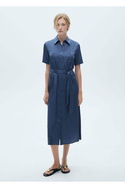 MANGO Woman Rochie cămașă din satin