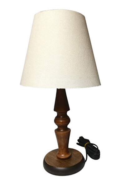 TEKAY AYDINLATMA Bedroom Lampshade with Wooden Legs Natural Legs Dark Walnut Legs