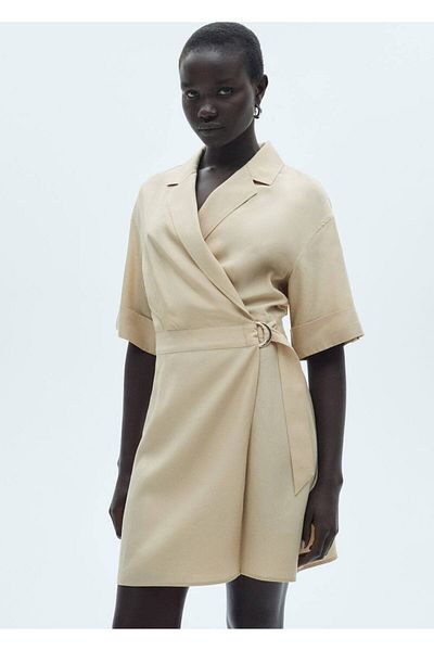 MANGO Woman Λυωτικό φόρεμα με ζώνη