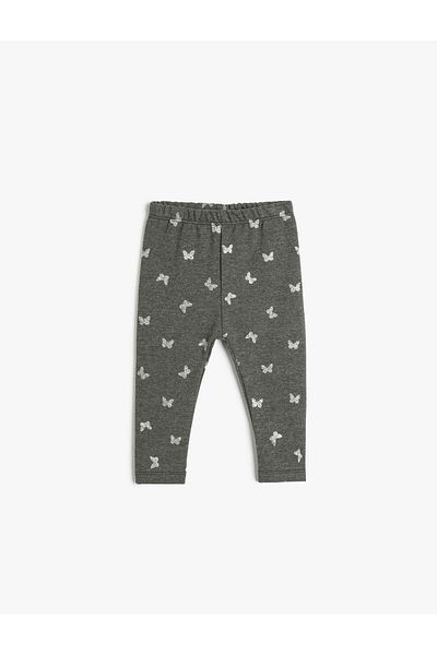 Koton Glitter Detailed Butterfly Printed Raised Leggings